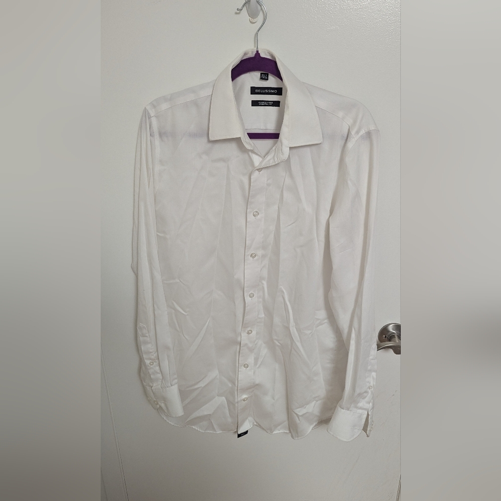 Bellissimo White Men's Dress Shirt - 15 1/2 T, 34/35